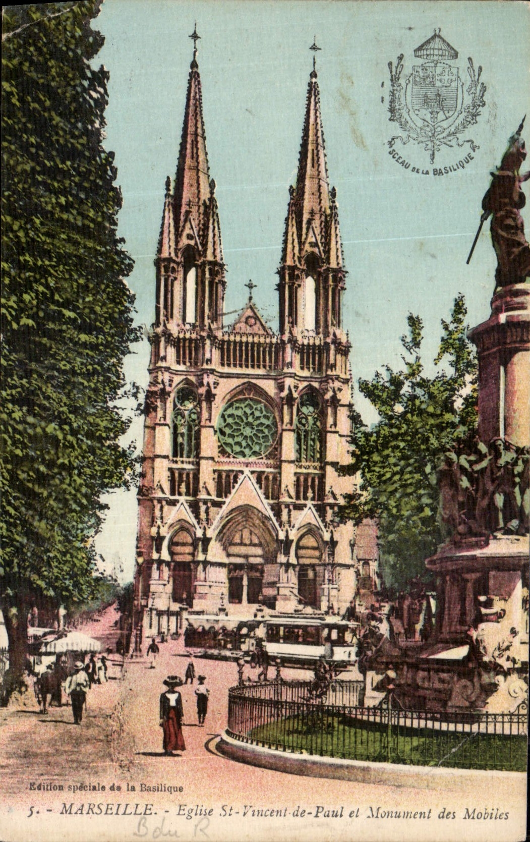 CPA Marseille Eglise St Vincent de Paul et Monument des Mobiles 