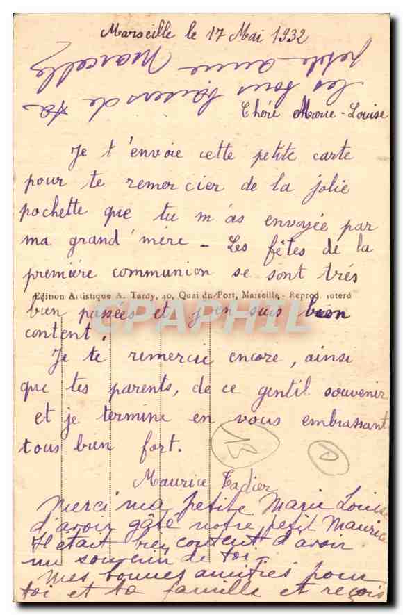 CPA Marseille le Square de la Bourse  — Rückseite