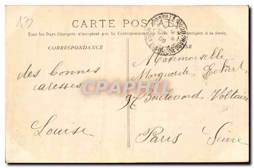 CPA Marseille la Prefecture  — Rückseite