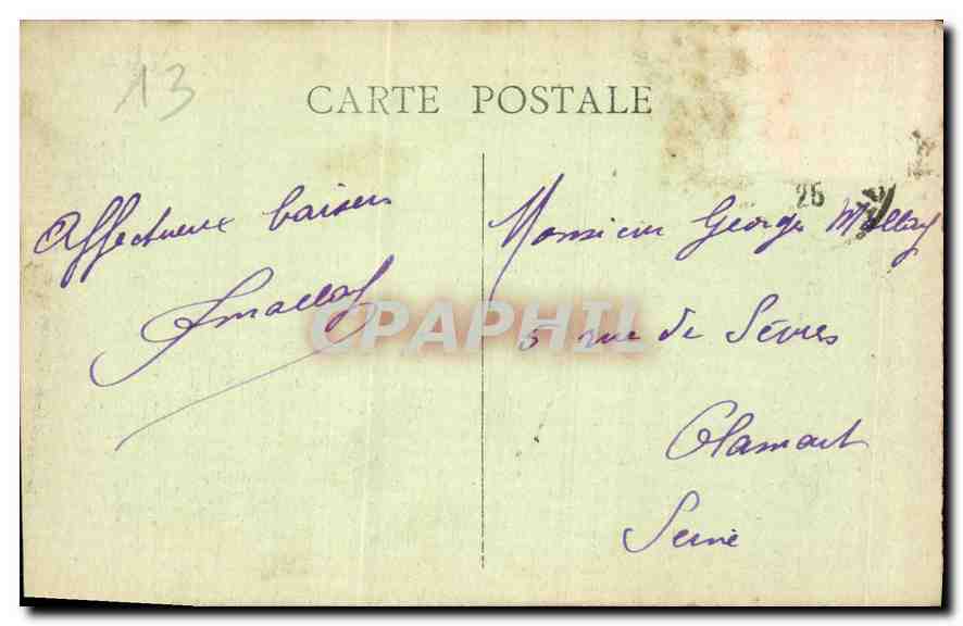 CPA Marseille Square de la Bourse Stock Exchange Garden  — Verso