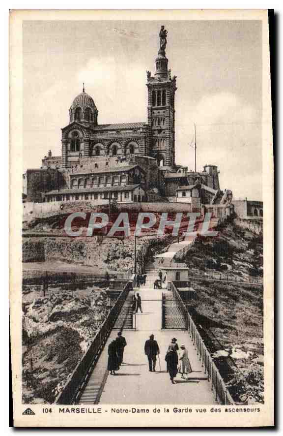 CPA Marseille Notre Dame de la Garde vue des ascenseurs 