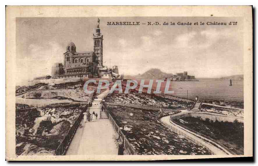 CPA Marseille N D de la Garde et le Chateau d'If 