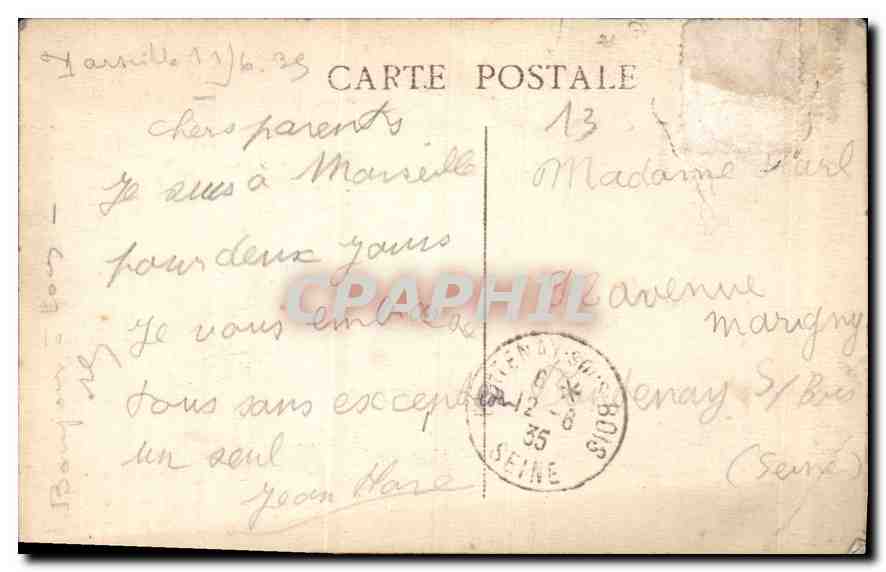 CPA Marseille N D de la Garde et le Chateau d'If  — Verso