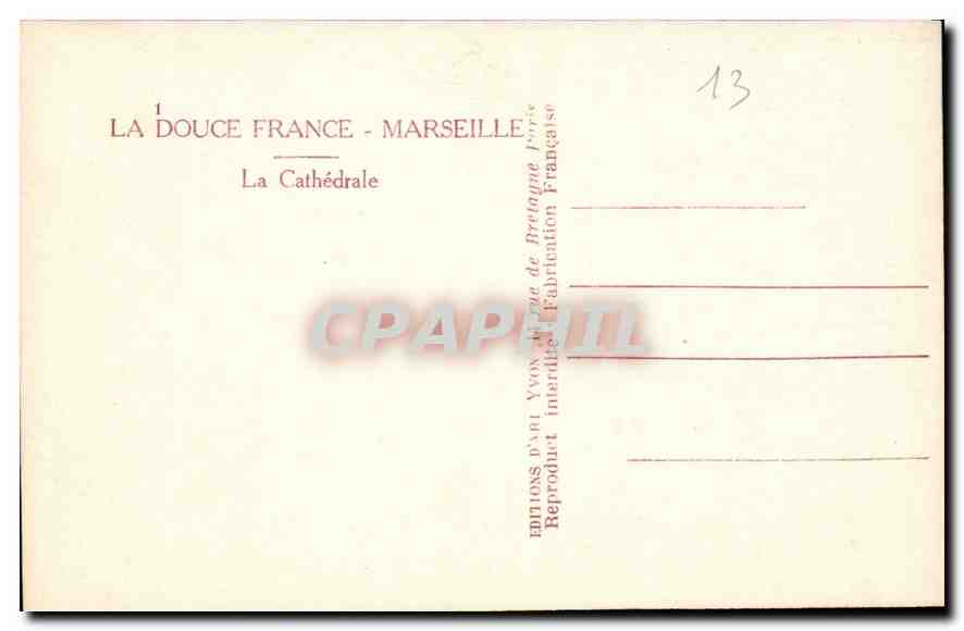 CPA Marseille la Cathedrale  — Verso
