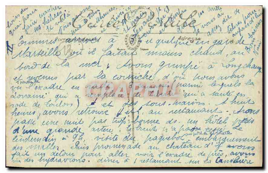 CPA Marseille Effet de Vague vu du prado — Rückseite