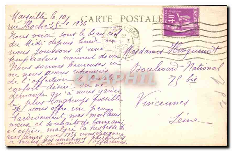 CPA Marseille le Chateau d'If  — Rückseite