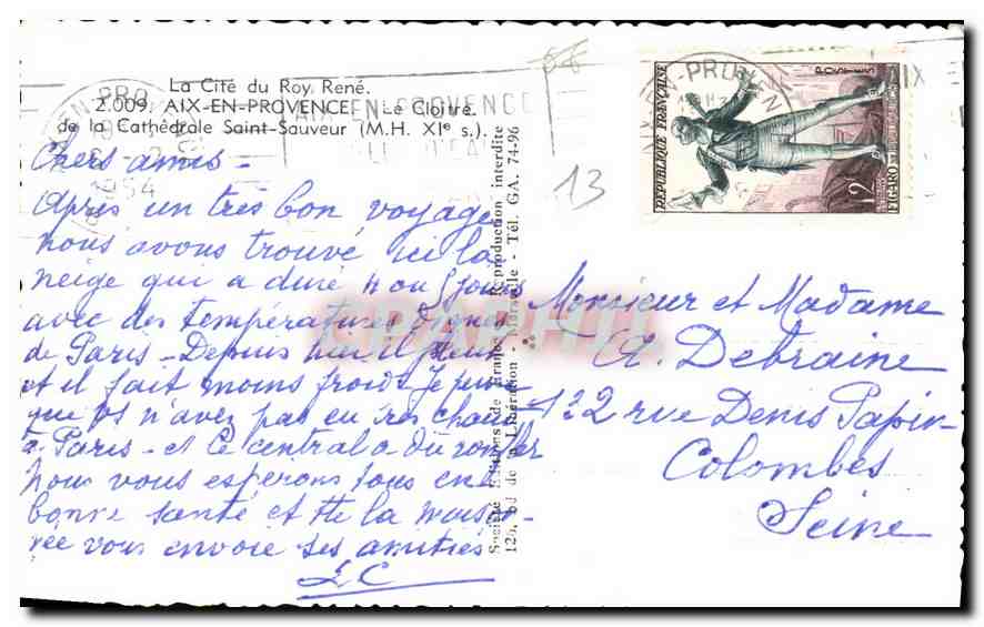 Kathedrale Saint-Sauveur — Aix-en-Provence — unbekannter Verlag, Seriennummer nicht sichtbar — Rückseite