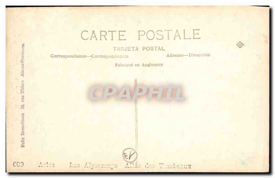 CPA Arles les Alyscamps Allee des  Tombeaux  — Verso