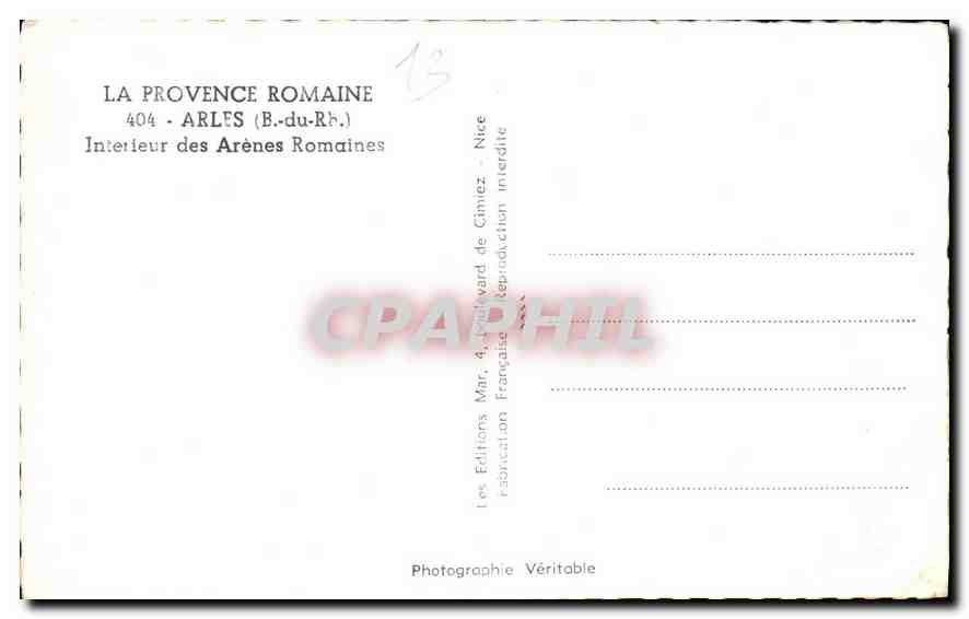 CPA La Provence Romaine Arles B du Rh Onterieur des Arenes Romaines  — Verso