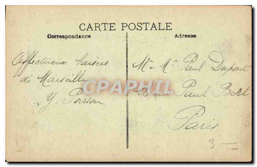 CPA Marseille Fontaine Cantini  — Verso