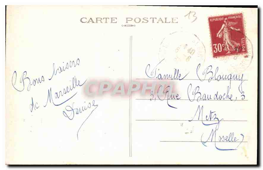 CPA Marseille le Palais de Longchamp  — Verso