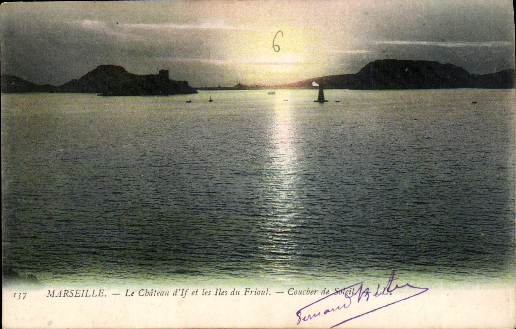 CPA Marseille le Chateau d'If et les Ies du Frioul Coucher de soleil 