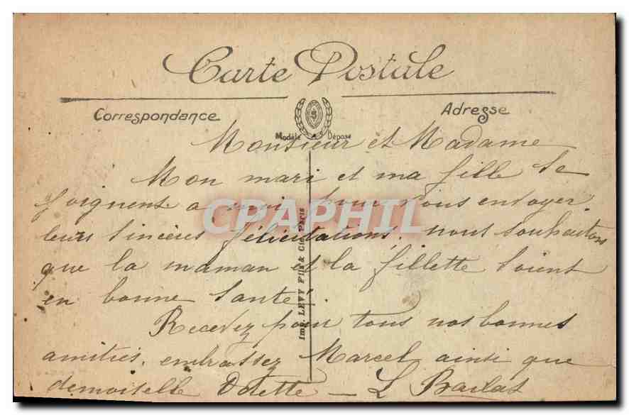 CPA Marseille Square de la Bourse et monument de Pierre Puget  — Verso
