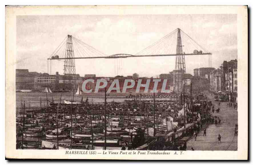 CPA Marseille le vieux port et le Pont Transbordeur 