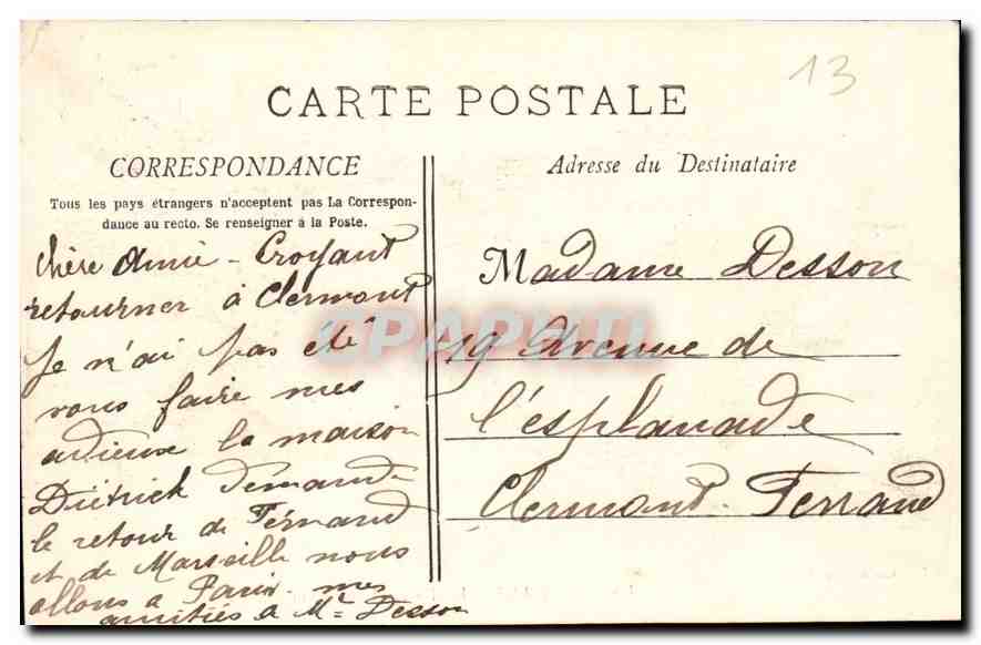 Marseille - Le Palais Longchamp — Collection B.F. — n°1 — Rückseite