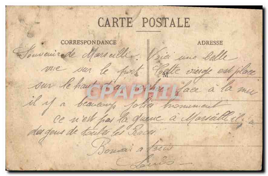 CPA Marseille Notre Dame de la Garde  — Rückseite