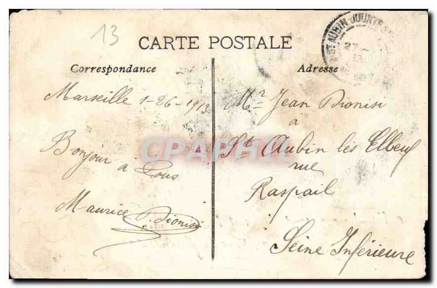CPA Marseille la Fontaine  — Rückseite