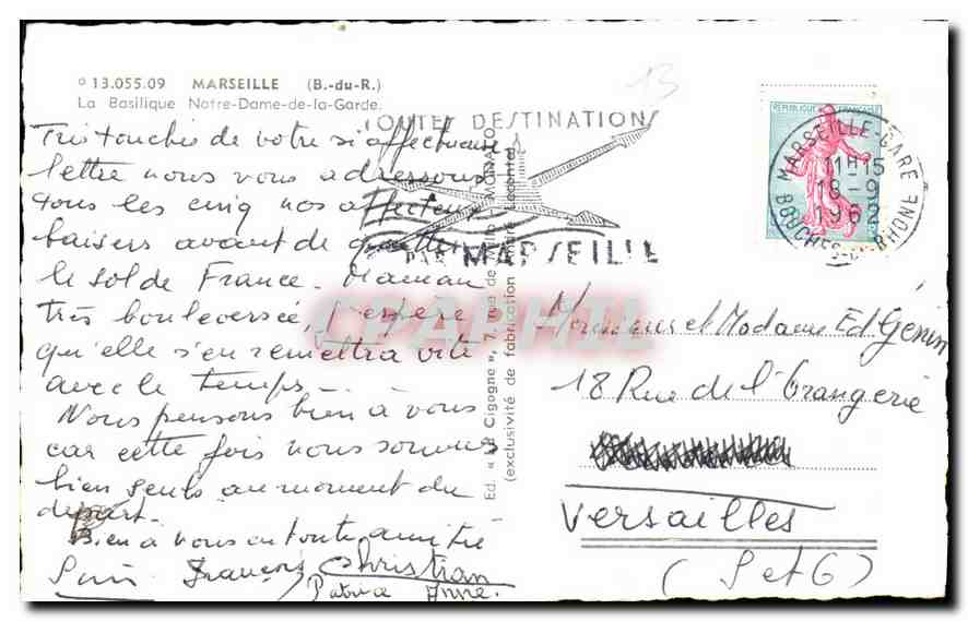 CPA Marseille B du R la Basilique Notre Dame de la Garde  — Rückseite