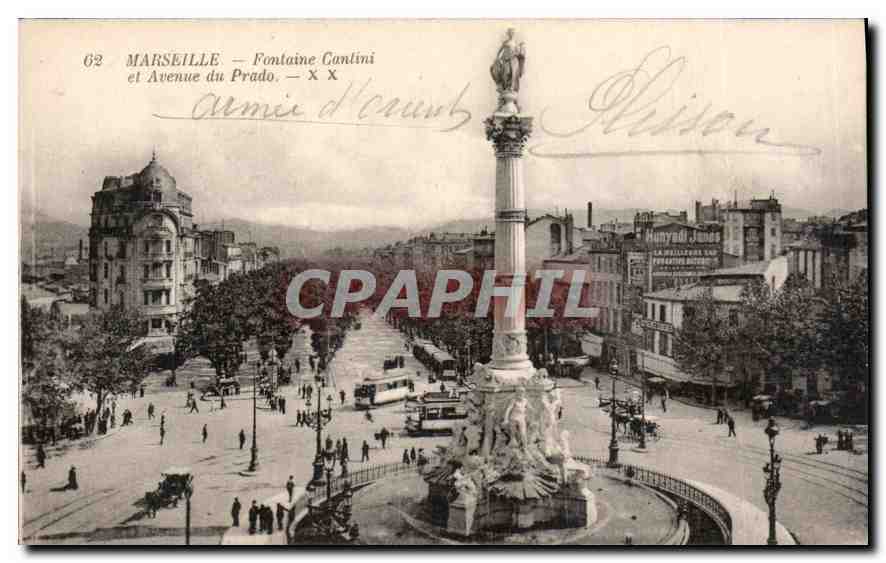 CPA Marseille Fontaine Cantini et Avenue du Prado 