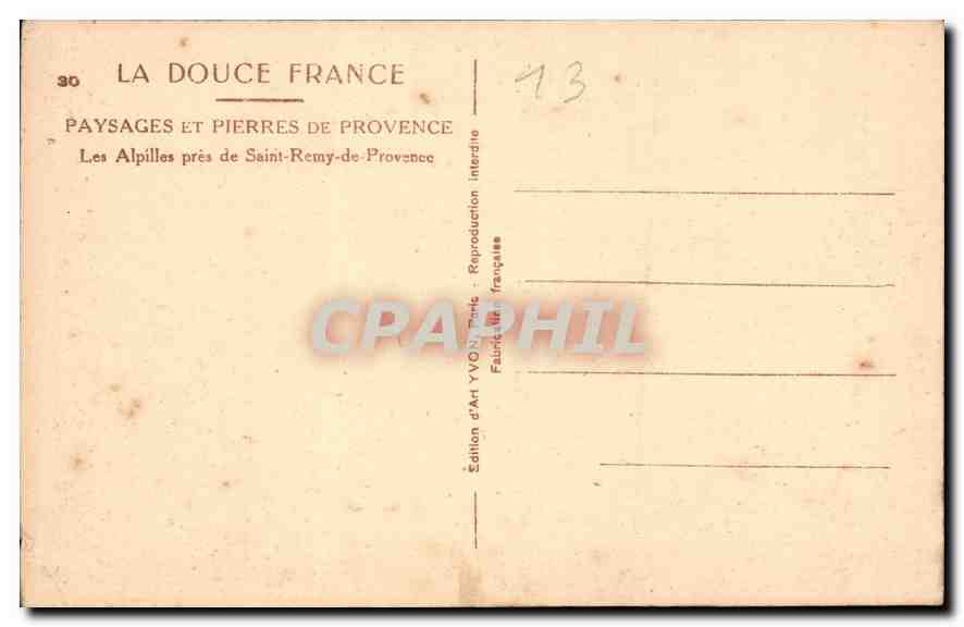 Die Alpilles in der Nähe von Saint-Rémy-de-Provence — Landschaften und Steine der Provence — YVON-Edition, Paris — Rückseite