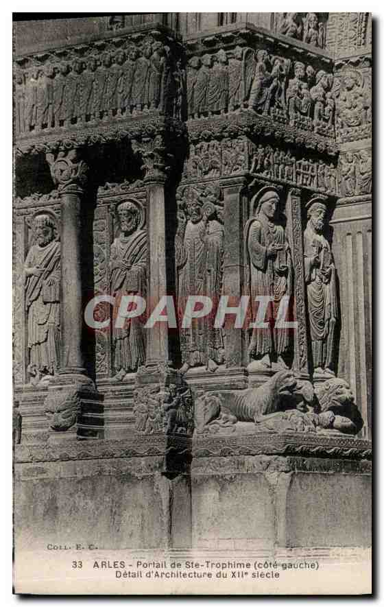 Arles - Portail de Saint-Trophime (côté gauche) - Détail d'Architecture du XIIe siècle — Coll. E.C.
