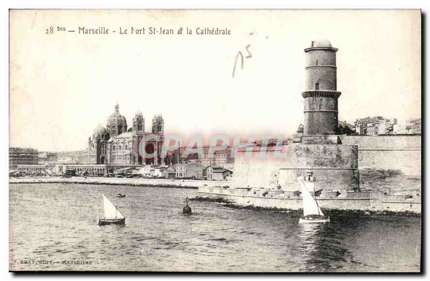 CPA Marseille le Fort St Jean et la Cathedrale 