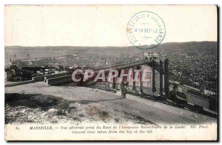 CPA Marseille vue generale prise du Haut de l'Ascenseur Notre Dame de la Garde 