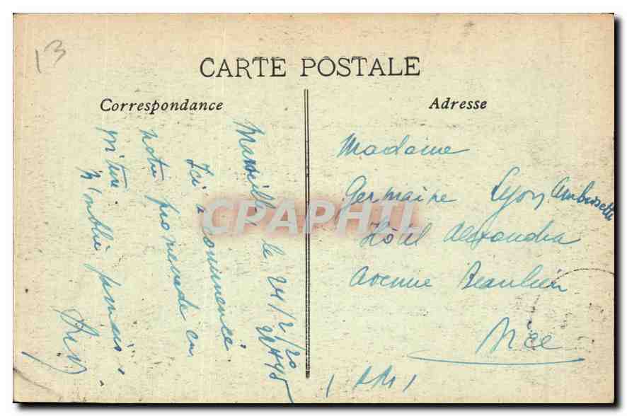 CPA Marseille Palais Longchamp  — Verso