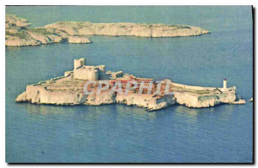 CPA Marseille vue aerienne du Chateau d'If au fond les Iles du Frioul 