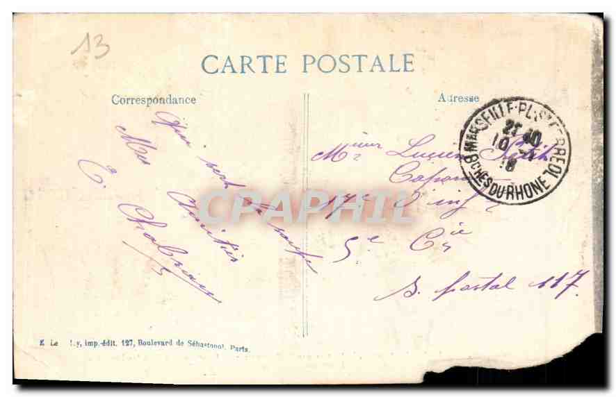 CPA Marseille le Palais de Justice  — Verso
