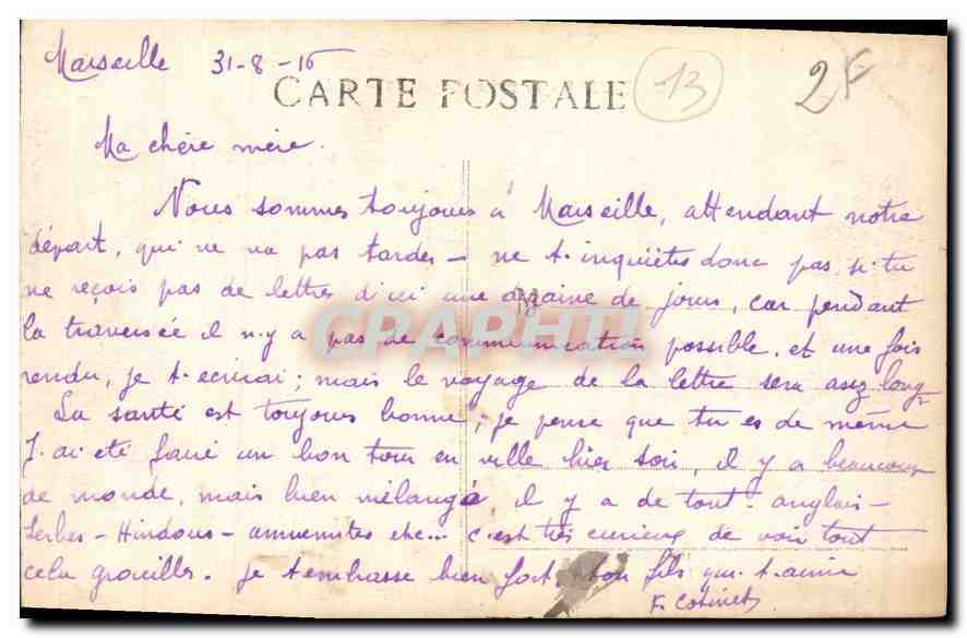 CPA Marseille le Palais Longchamp  — Verso