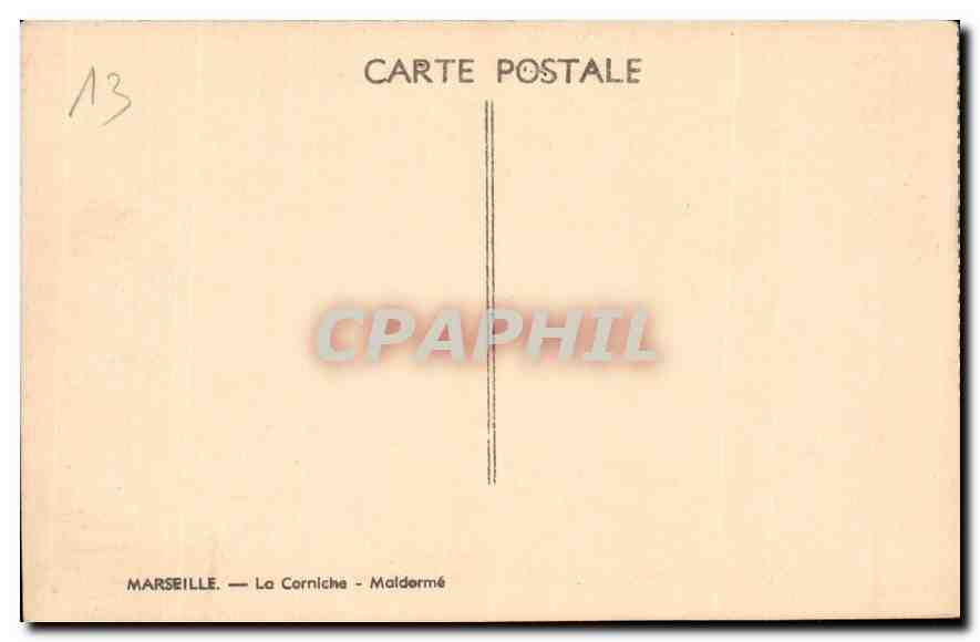 CPA Marseille la Corniche Maldorme  — Verso