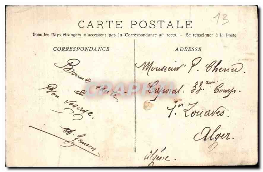 CPA Marseille le Palais de Justice  — Verso
