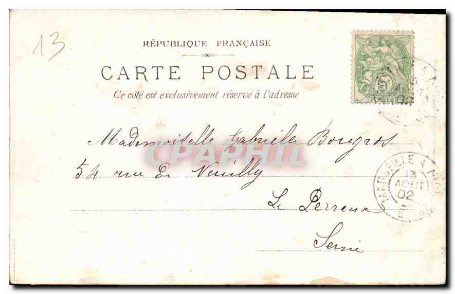 CPA Marseille Palais Longchamp  — Verso