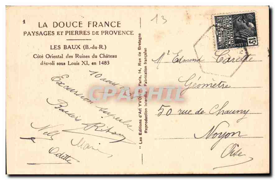 CPA Paysages et Pierres de Provence les Baux B du R Cote Oriental des Ruines du Chateau demoli sous  — Verso