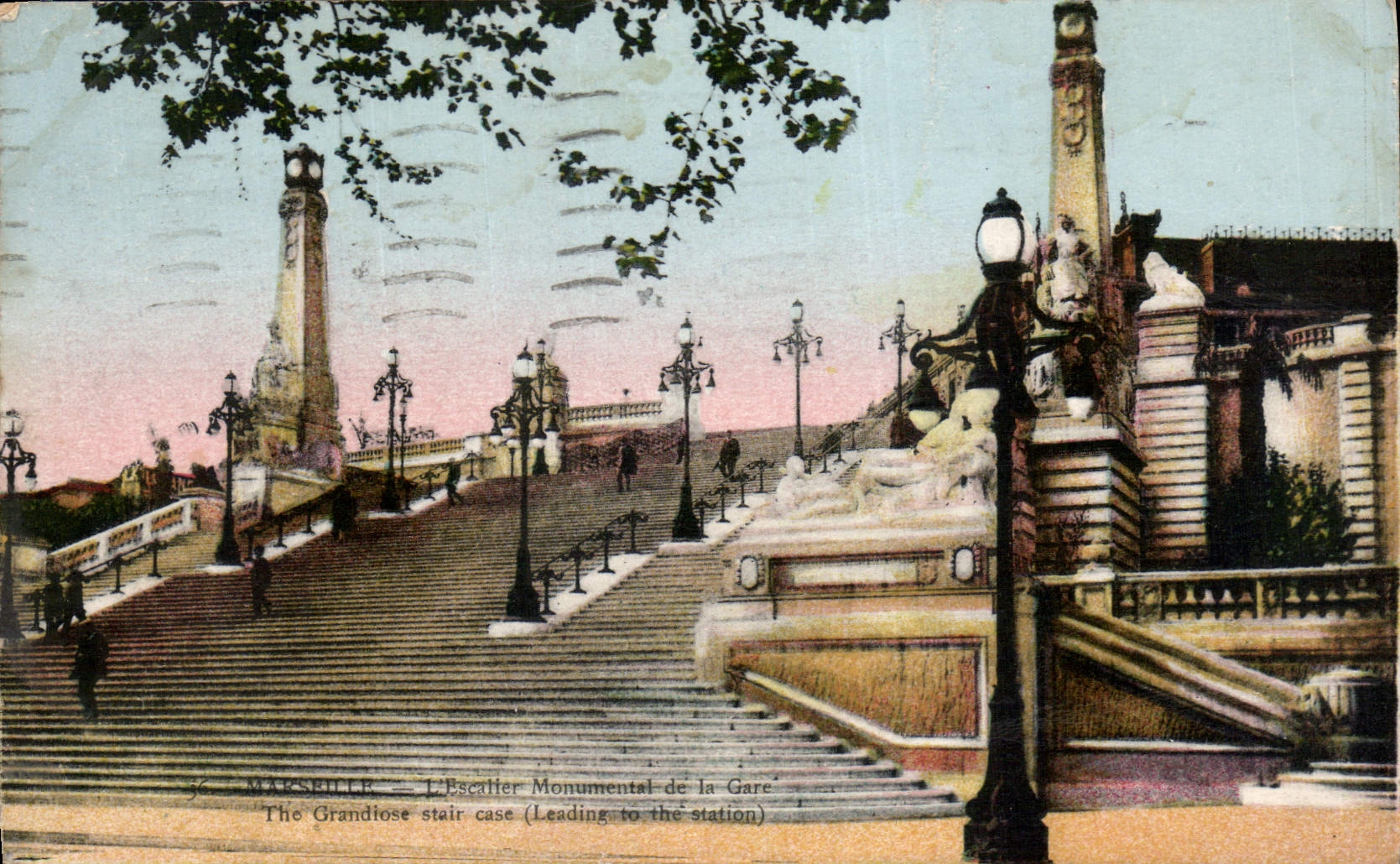 CPA Marseille l'Escalier Monumental de la Gare 