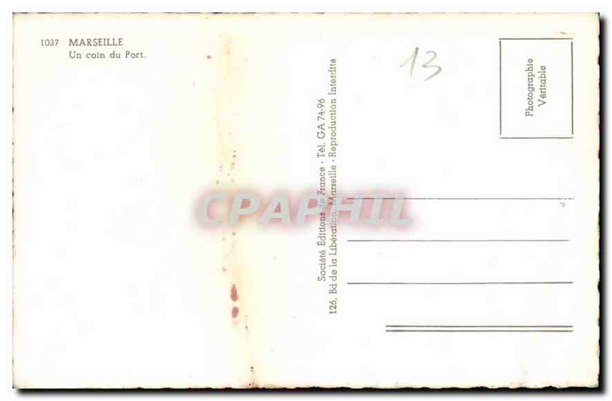 CPA Marseille Un Coin du Port Bateaux de peche — Verso