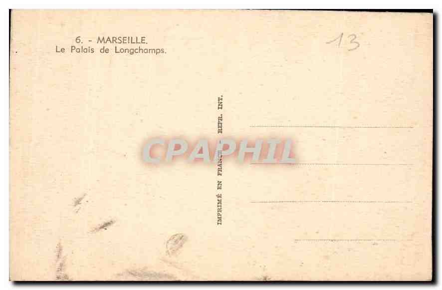 CPA Marseille le Palais de Longchamps  — Verso