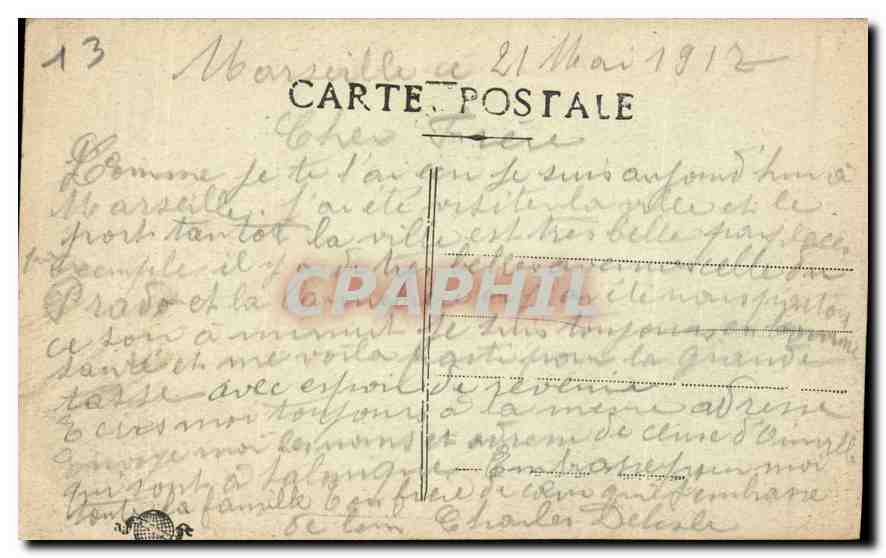 CPA Marseille la Jetee  — Verso