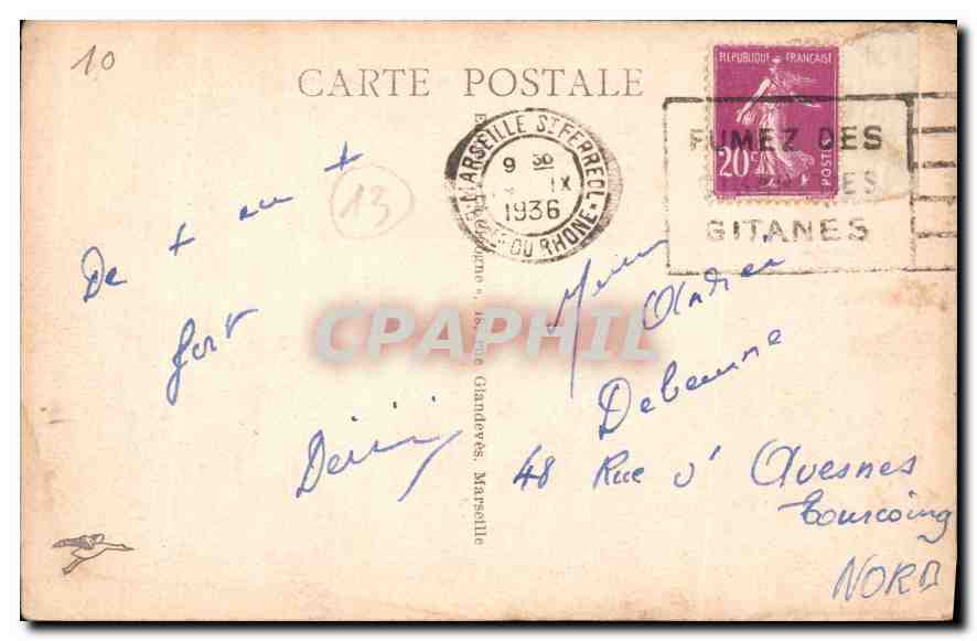 Marseille - Entrée du Vieux-Port et le Pont Transbordeur — éditeur inconnu, n° 13 — Verso