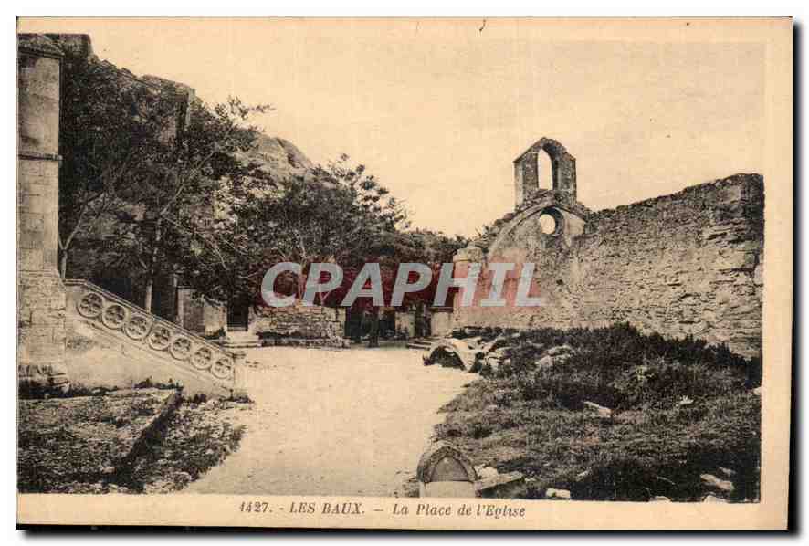Les Baux — La Place de l'Église — Édition La Cigogne, Marseille