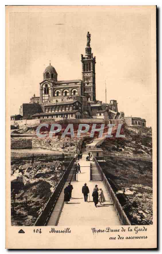 CPA Marseille Notre Dame de la Garde vue des Ascenseurs 