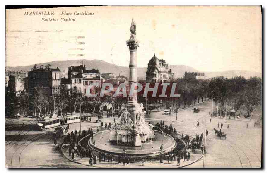 CPA Marseille Place Castellane Fontaine Cantini 