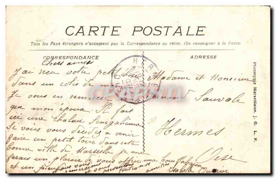 CPA Marseille la Fort St jean et la Cathedrale  — Verso