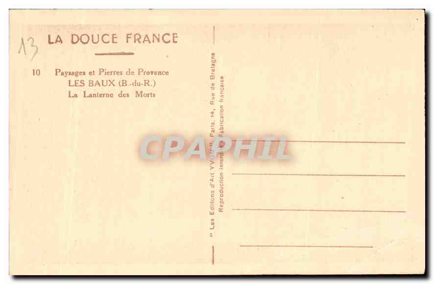 CPA Paysages et Pierres de Provence les Baux B du R la Lanterne des Morts  — Verso