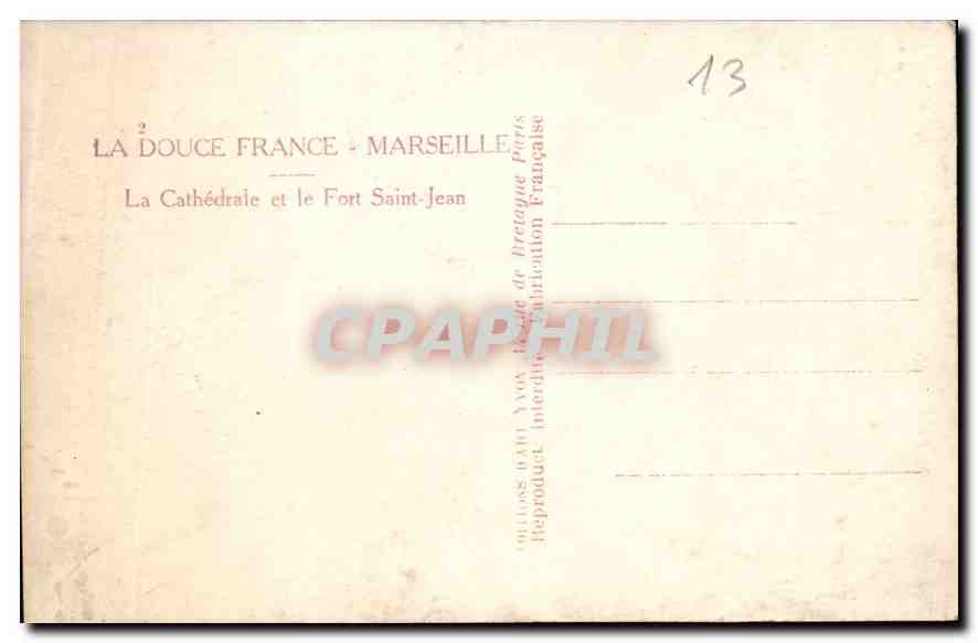 Marseille — Cathédrale et Fort Saint-Jean — Yvon — Verso
