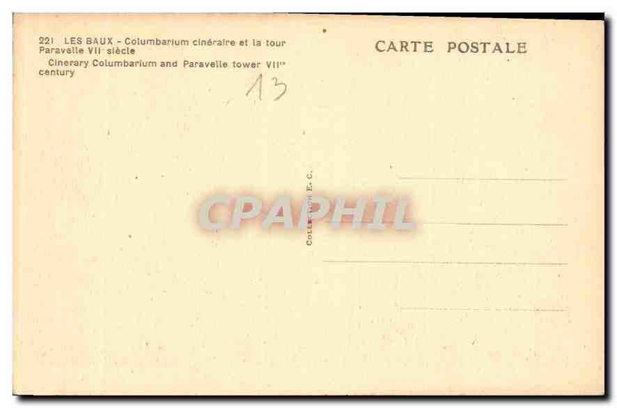 CPA Les Baux Columbarium cineraire et la tour Paravelle VII siecle  — Rückseite