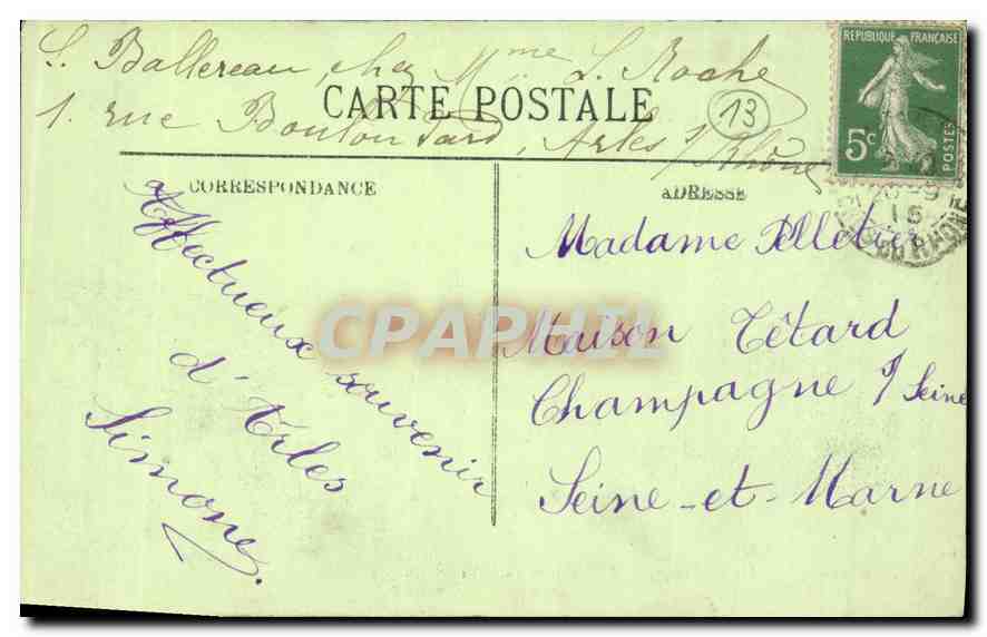 CPA Arles les Alyscamp l'Allee des Tombeaux  — Verso