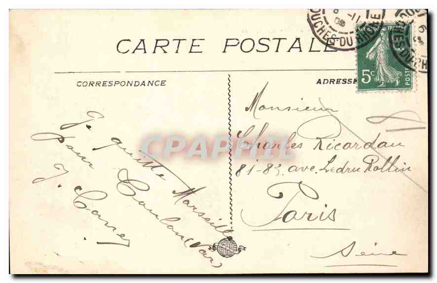 CPA Marseille Coucher de Soleil  — Verso