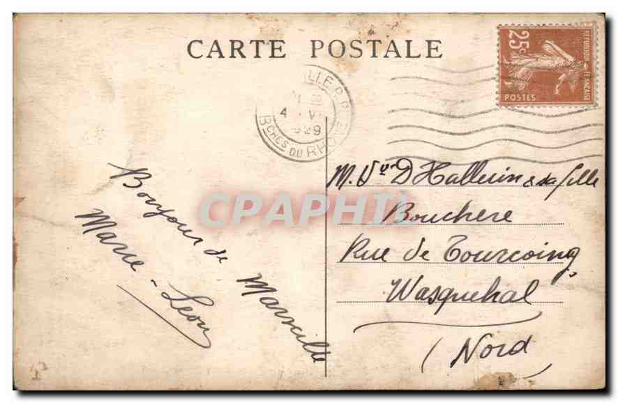 CPA Marseille l'Arc de Triomphe et la Place Jules Guesde  — Verso